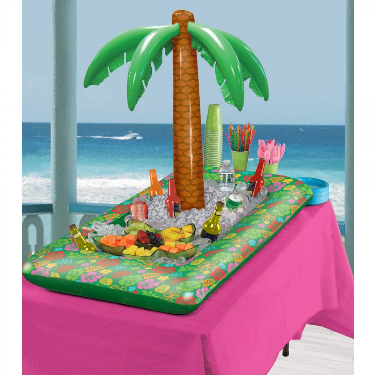Summer Luau Inflatable Palm Tree Buffet Cooler Summer Luau Inflatable Palm Tree Buffet Cooler