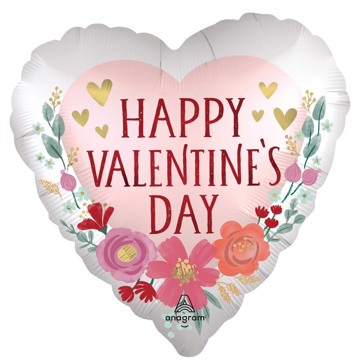Happy Valentine's Day Romantic Flowers Heart Shaped Balloon 45cm Happy Valentine's Day Romantic Flowers Heart Shaped Balloon 45cm