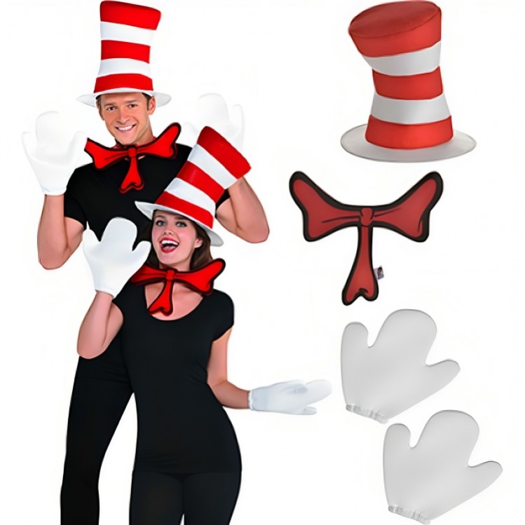 Dr Seuss Cat Costume with Hat, Dr Seuss Cat in the Hat Costume Accessory