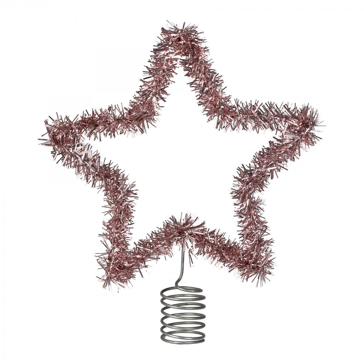 Pink Star Merry & Bright Tinsel Christmas Tree Topper 20cm x 20cm. - NFS Party