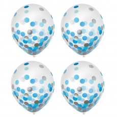 Dots Blue & Silver Confetti  Latex Balloons