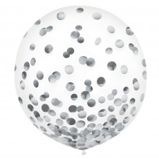 New Year Confetti Silver Latex Balloons