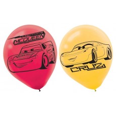 Red & Yellow Disney Cars 3 Teardrop Latex Balloons 30cm 6 pk