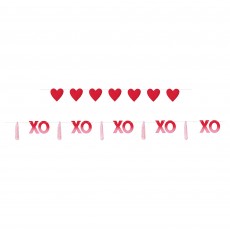 Valentine's Day XOXO Stuffed Hearts Banners 1.8m 2 pk
