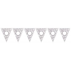 25th Anniversary Silver Scroll Personalized Pennant Banner