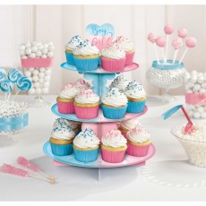 Gender Reveal The Big Reveal 3 Tier Treat Cupcake Stand 30cm x 37cm