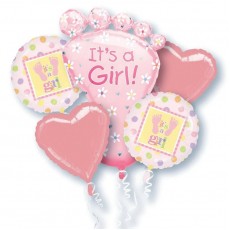 Baby Shower It's a Girl! Girl Bouquet Foil Balloons 5 pk