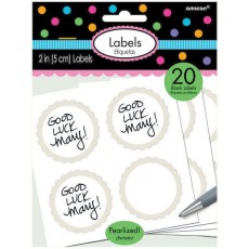 White Party Supplies - Scalloped Labels