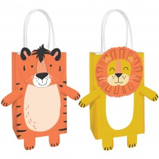 Jungle Animals Get Wild Jungle Kraft Paper Favour Bags 21cm x 13cm x 8cm 8 pk