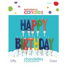 Multi Coloured Happy Birthday Letter Candles 13 pk