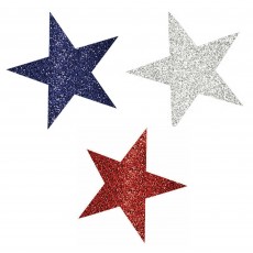 Patriotic Mini Glittered Star Cutouts 10 pk