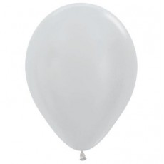 New Year Satin Pearl Silver  Latex Balloons