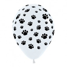 Teardrop Black & White Dog Animal Paw Prints Latex Balloons 30cm Pack of 12