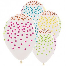 Teardrop Multi Coloured Confetti Crystal Clear Latex Balloons 30cm Pack of 12