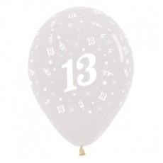 Teardrop Crystal Clear Happy Birthday 13th Birthday Latex Balloons 30cm Pack of 25