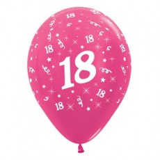 18th Birthday Metallic Fuchsia  Latex Balloons