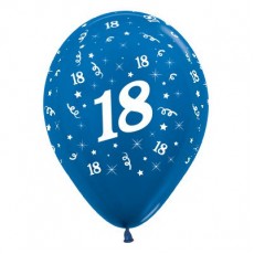18th Birthday Metallic Blue  Latex Balloons