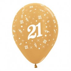 21st Birthday Metallic Gold  Latex Balloons