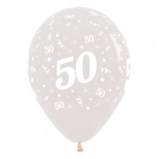 50th Birthday Crystal Clear Teardrop Latex Balloons 30cm 25 pk
