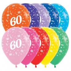 60th Birthday Fashion Multi Coloured  Latex Balloons