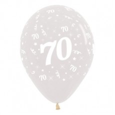 70th Birthday Crystal Clear Teardrop Latex Balloons 30cm 25 pk
