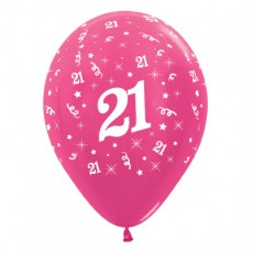 21st Birthday Metallic Fuchsia  Latex Balloons