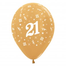 21st Birthday Metallic Gold  Latex Balloons