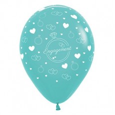 Engagement Party Decorations - Latex Balloons Rings & Hearts Aquamarine