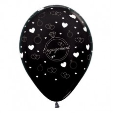 Engagement Party Decorations - Latex Balloons Rings & Hearts Metal Black