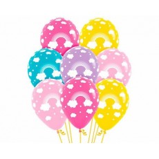 Rainbow Fashion White  Latex Balloons