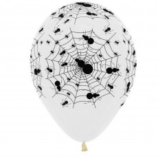 Halloween Crystal Clear & Black Spiders Latex Balloons