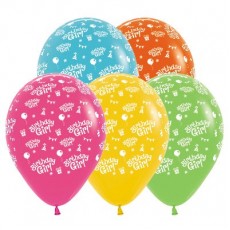 Teardrop Tropical Assorted Colours Happy Birthday Birthday Girl Latex Balloons 30cm Pack of 25