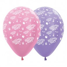 Happy Birthday Satin Pearl Pink & Lilac  Latex Balloons