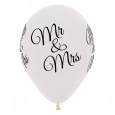 Wedding Mr & Mrs Crystal Clear Teardrop Latex Balloons 30cm 25 pk