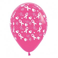 Pink Ribbon Day Fashion Fuchsia  Latex Balloons