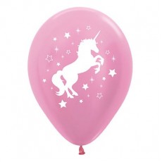 Unicorn Sparkle Party Decorations - Latex Balloons Stars Pink 6pk