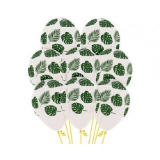Green Party Decorations - Latex Balloons Forest Green Leaves