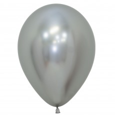 New Year Metallic Reflex Silver  Latex Balloons
