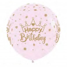 Happy Birthday Pastel Matte Pink  Latex Balloons