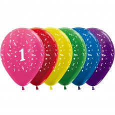 Number 1 Metallic Assorted  Latex Balloons