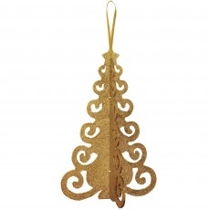 Christmas Party Decorations - Hanging Decoration 3D Tree Filigree Gold