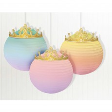 Disney Princess Once Upon A Time Gold Crown Paper Lanterns 31cm x 24cm Pack of 3