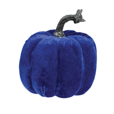 Blue Halloween Velvet Covered Pumpkin 11cm x 16cm