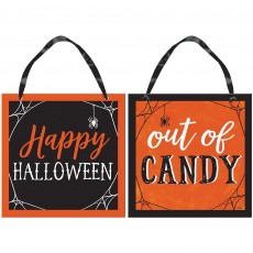 Orange & Black Happy Halloween Candy Signs 30cm x 30cm