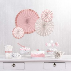 Wedding Party Decorations - Hanging Decorations Blush Paper Fans