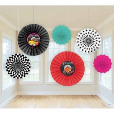 Rock n Roll Classic 50's Paper Fans Hanging Decorations 6 pk