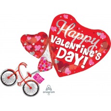 Happy Valentine's Day! Bike & Hearts Shaped Balloon 66cm x 76cm