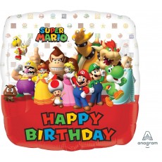 Super Mario Happy Birthday Square Foil Balloon 45cm