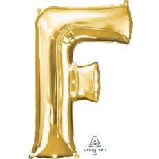 Gold Letter F SuperShape Shaped Balloon 86cm