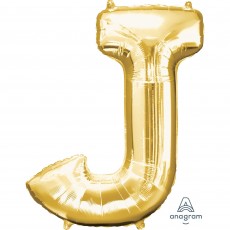 Gold Letter J Shaped Balloon 45cm x 81cm